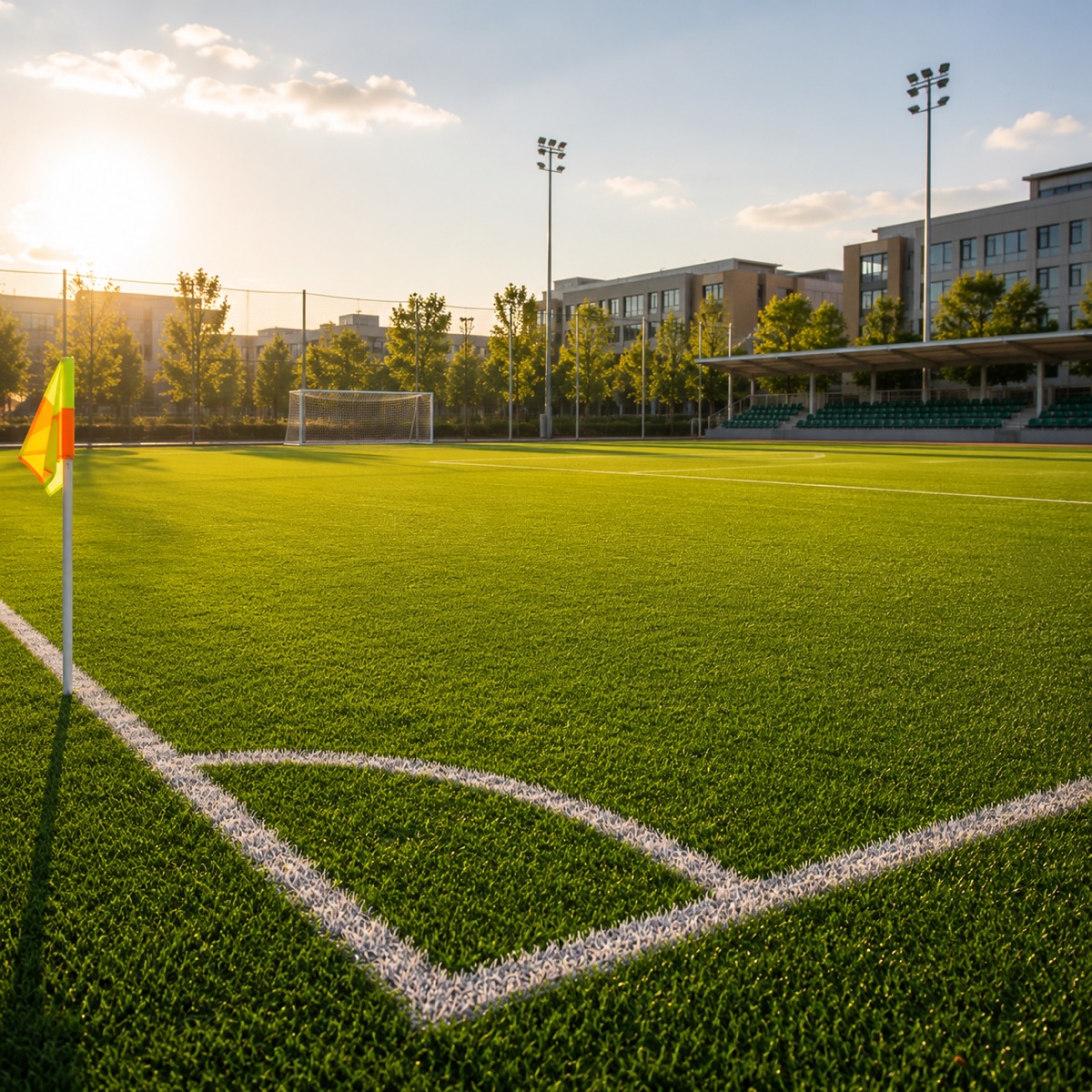 Close-up of dense sports turf with infill